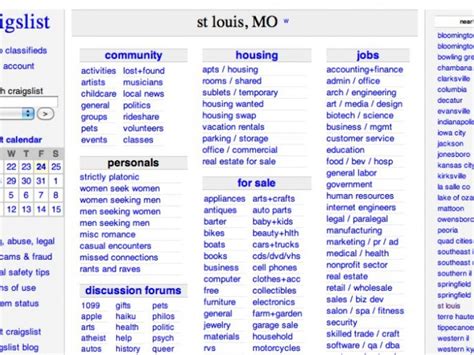 craigslist provides local classifieds and forums for jobs, housing, for sale, services, local community, and events. . Craigs list missouri